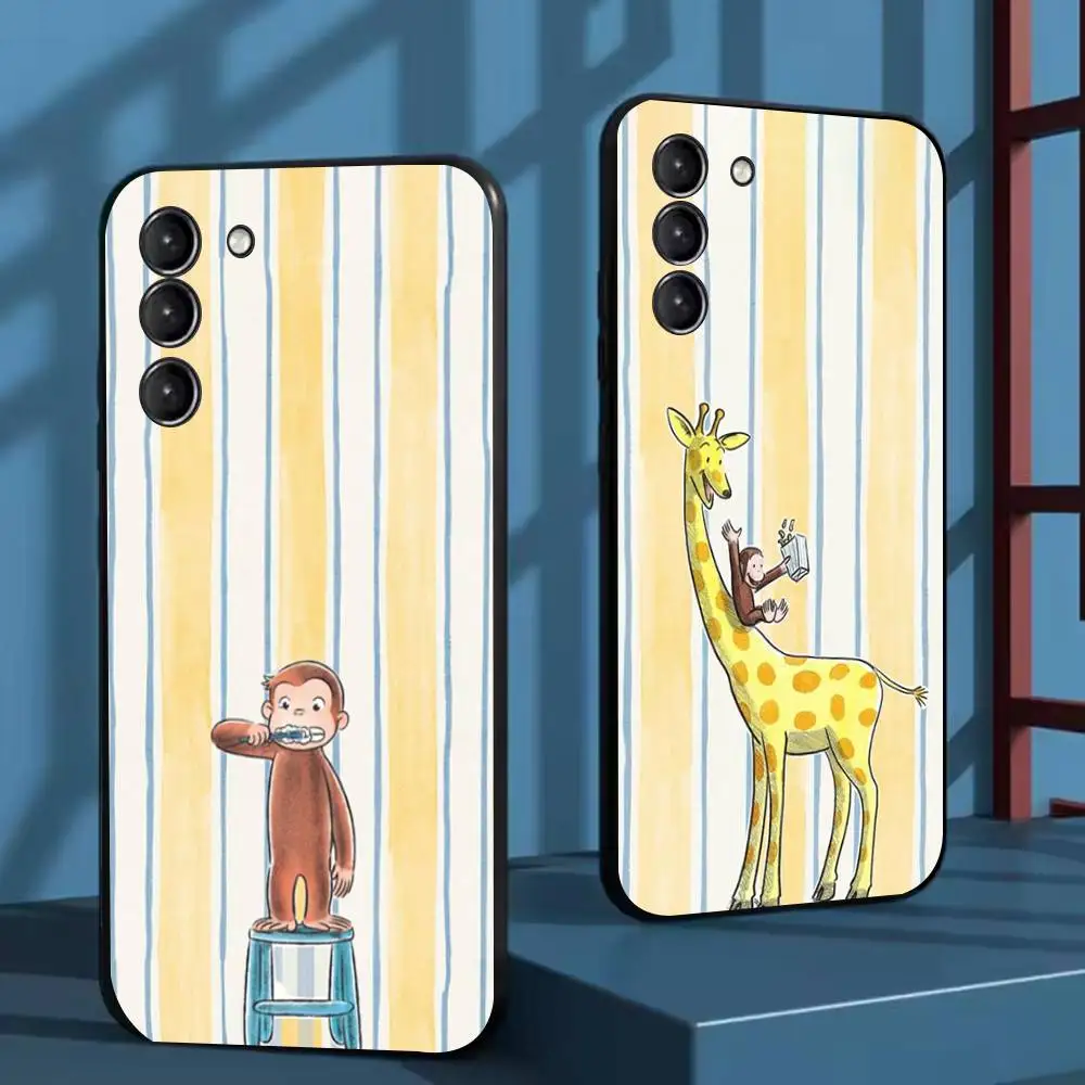 

Mokey C-Curious G-Georges Phone Case For Samsung Galaxy A73,72,51,53,52,71,22,5G,Note,J7,8,9 Soft Black Cover