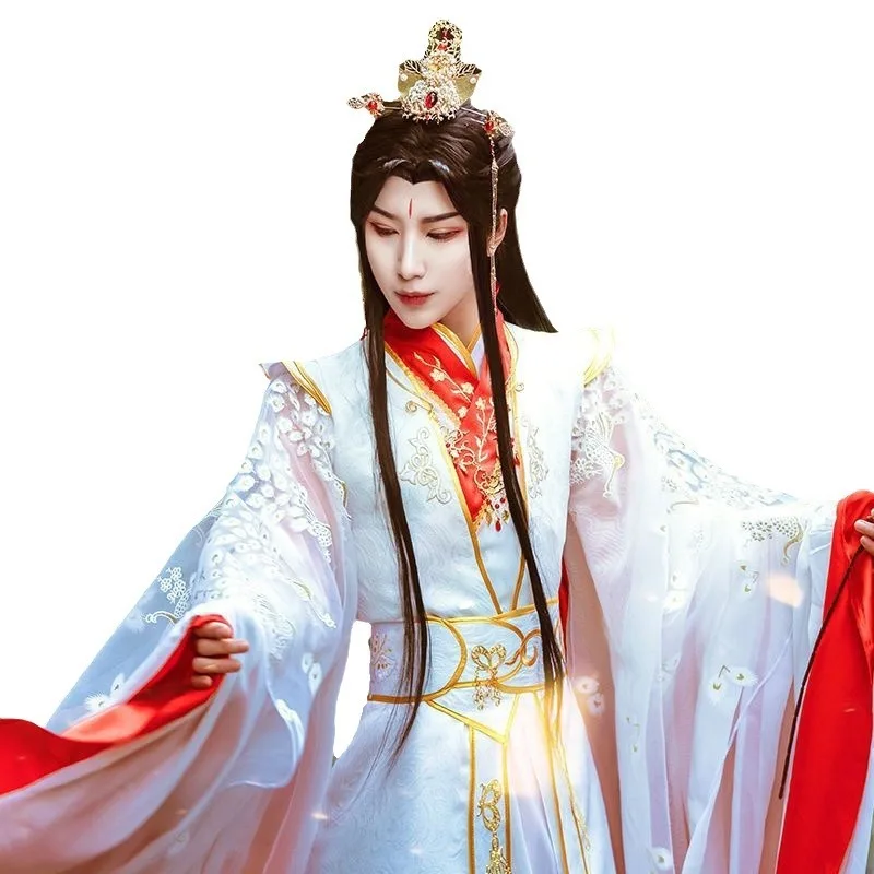 المسؤولون السماويين بيستو بركات يو الله شيه تدفق الملابس الأحمر والأبيض الذهب هانفو زي القديمة تأثيري البدلة #5