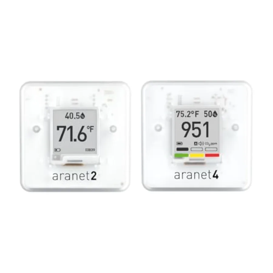 

Indoor Air Quality Bundle: Aranet4 CO2 Monitor with Aranet2 Humidity Temperature Sensor for Home Office Use Black Real-time Mon