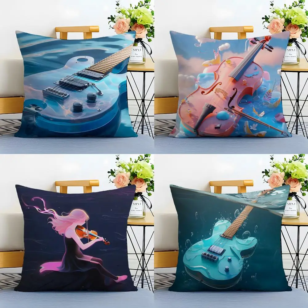 Casual Sophisticated Elegant Art Violin Cushion Cover Linen Minimalist Soft  for Sofa Bed Home Room Decor
