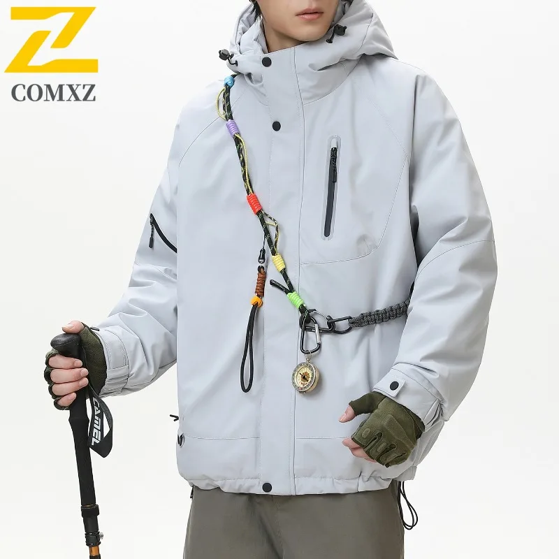 COMXZ Casual Men Down Jacket Hooded Outdoor Exploration Thick Warm Parka Leisure Everyday Wear Light Winter New Jackets