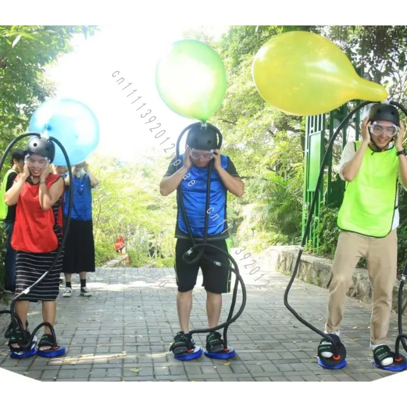Balloon Burst Game Set with 2 Foot Pumps, 5 Balloons and 1 Safety Goggle for Wedding Party & Team Building Outdoor Activities