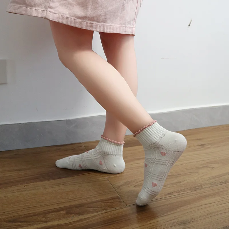 5 Pairs Female Socks Set Pink Strawberry Pattern Sweet Women's Cotton Summer Short Socks Low Tube Kawaii New Fashion Girl Gift
