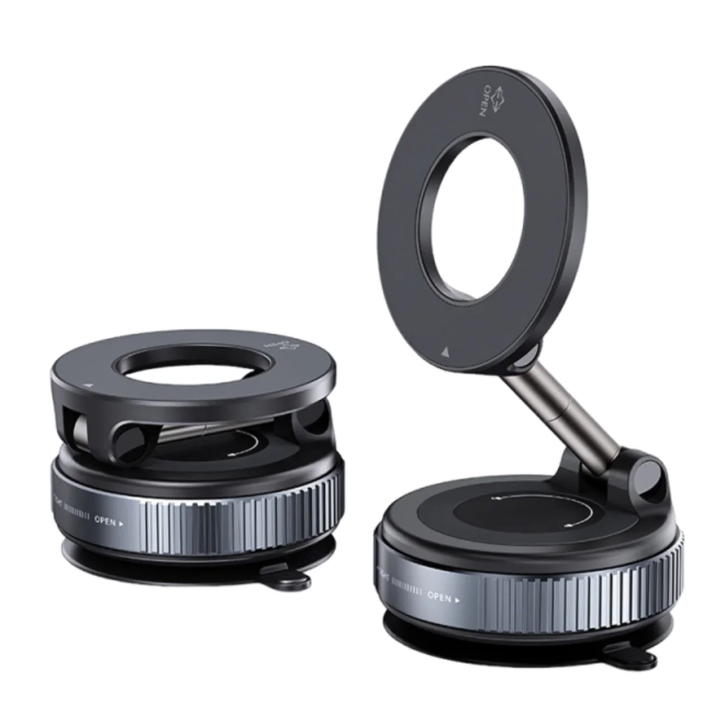 Magnetic Car Phone Holder 360° Rotating Folding Cell Phone Bracket with Vacuum Suction Cup Portable Auto Navigation Holder