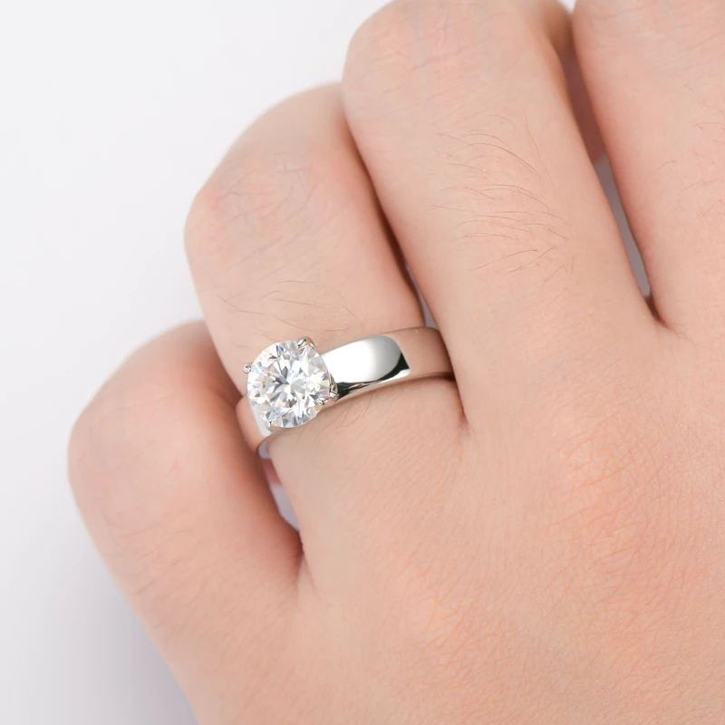 Lnkry Certified Solitaire 2CT 8mm Moissanite Rings 925 Sterling Sliver 18k Gold Plated Engagement Ring For Couples Jewelry