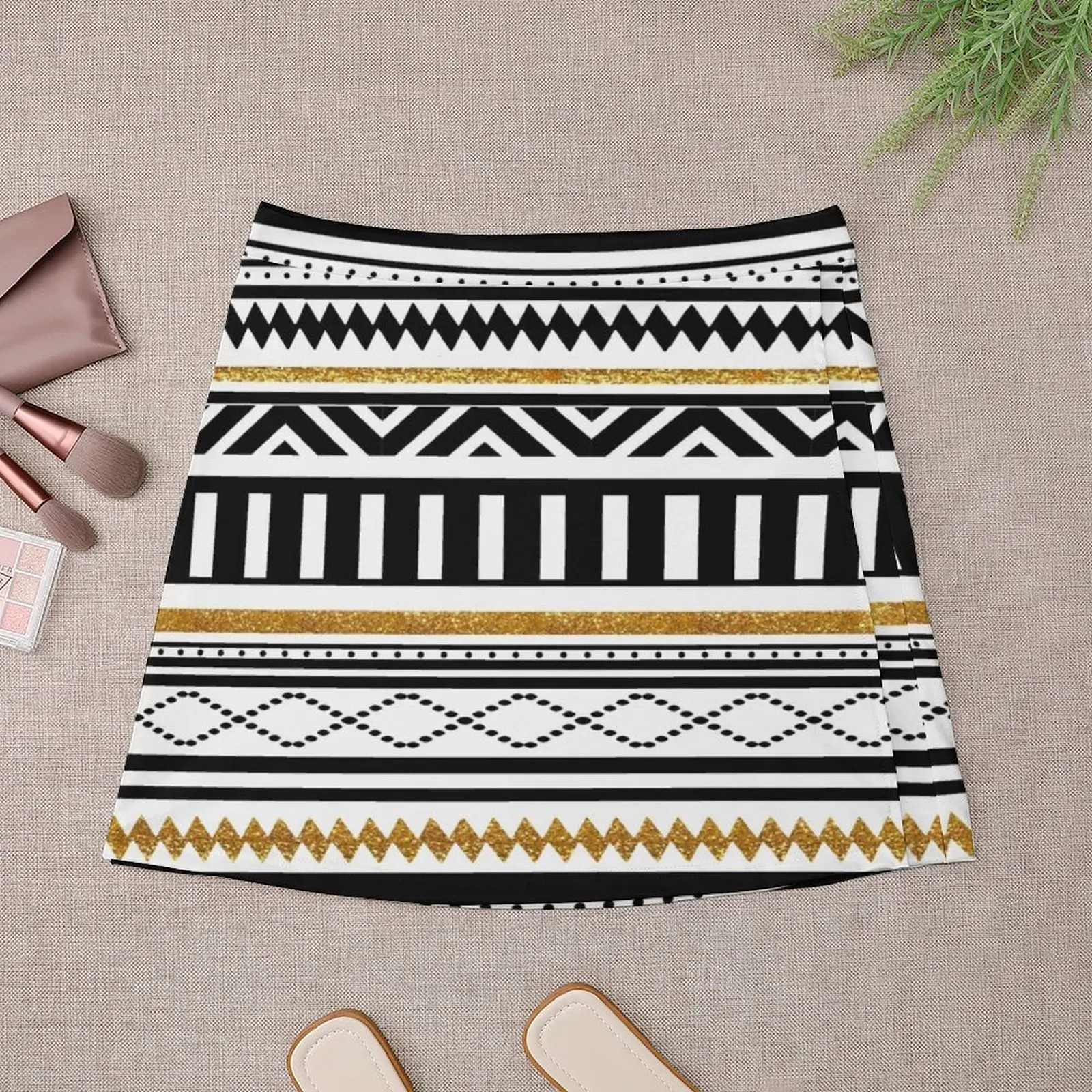 Rok Mini Aztec Rok Wanita Mewah Rok Kawaii