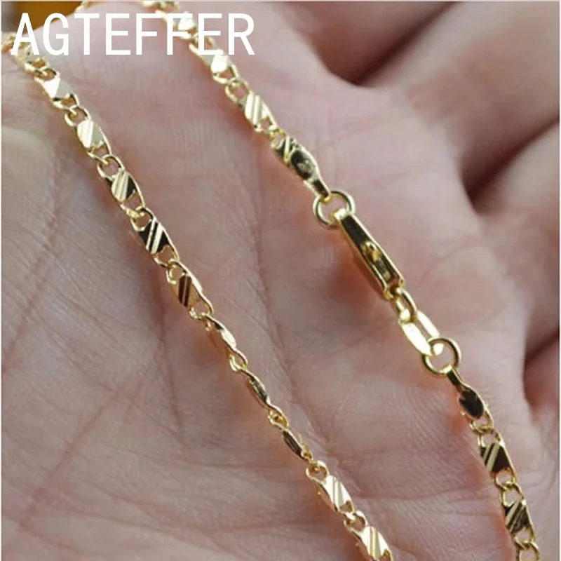 

New 925 Silver Exquisite Fashion 18K Gold Filled Necklace For Women Men Size 16-30 Inch Jewelry Chain Wholesale