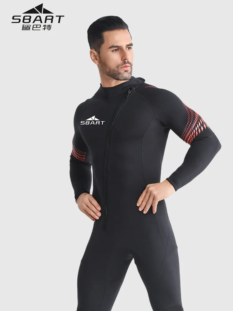 

Mens 3mm Neoprene Wetsuit, Full Body Diving Suit Front Zip for Scuba Diving Snorkeling Surfing Swimming Thermal Swimsuit