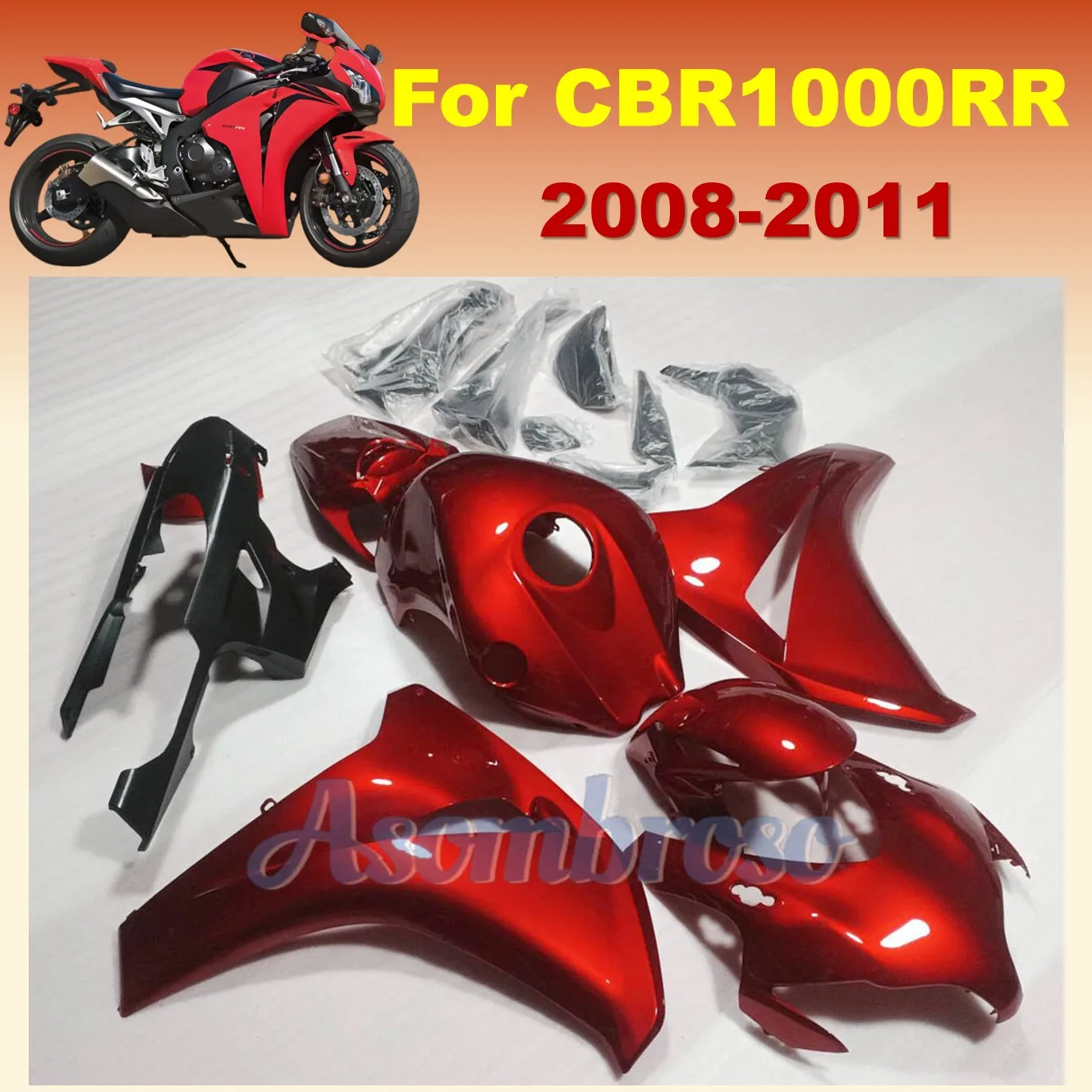 

For Honda CBR1000RR 2008 2009 2010 2011 Sportbike cowl CBR1000 08-11 CBR 1000RR Cherry Red Full Fairing kit