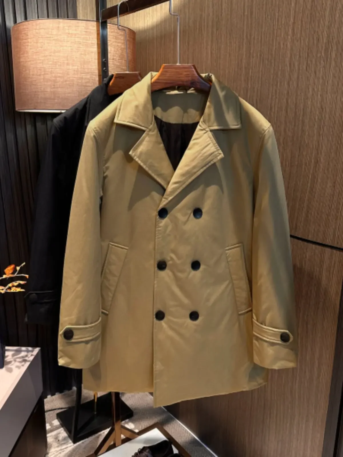 

Winter men's high-end simple and versatile solid color medium and long trench coat down jacket