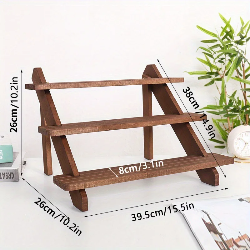 Wooden Jewelry Display Rack with Stair-Step Design - Elegant Ladder-Shaped Organizer for Cards & Accessories