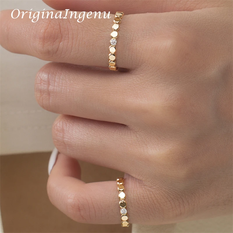 Imagem -06 - Anel de Zircão Cheio de Ouro 14k para Mulheres Banda Artesanal Personalizada Joias Minimalistas Resistente a Manchas Boho