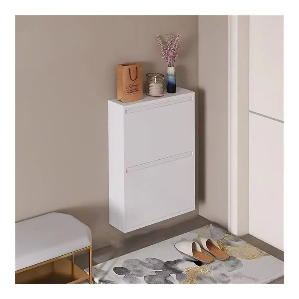 Slim Metal Wall Mounted Shoe Cabinet Flip Down Entryway Space-Saving Storage Rack Width 50cm Height 70cm, Customized
