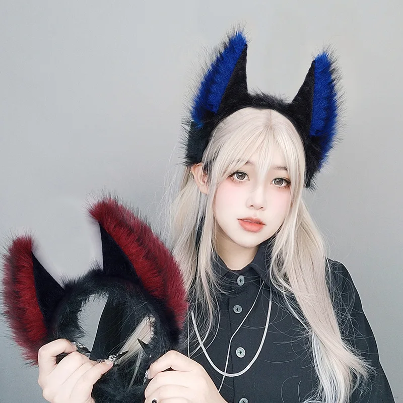 Punk-Werwolf-Cosplay-Stirnband, Halloween-Dämonenkopfbedeckung, Katzen-, Wolf- und Fuchskopf-Stirnband, niedliches Tier-Plüsch-Kopfbedeckung, Party-Kostüm-Requisiten – Detail 7