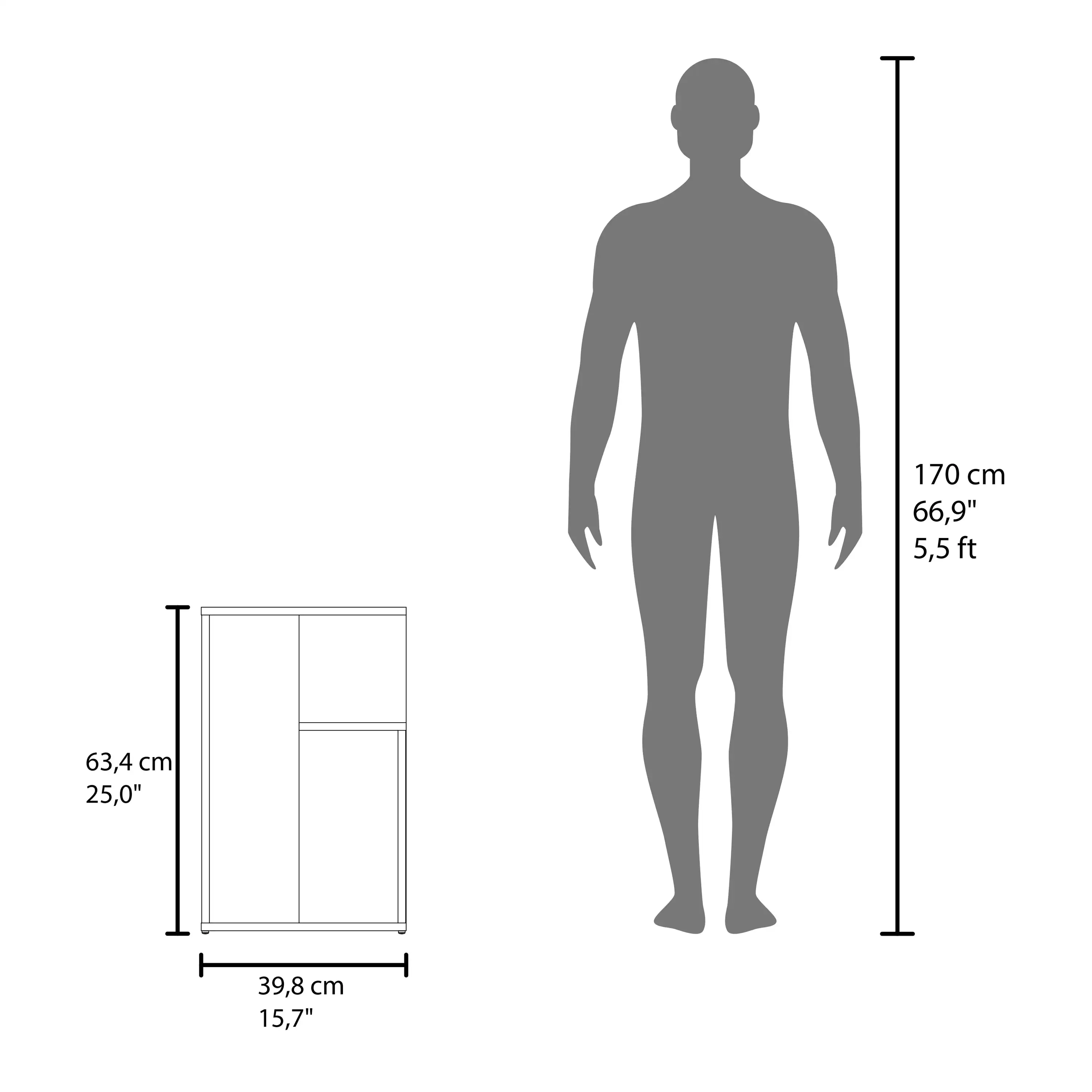 Everet-mesa auxiliar de 3 niveles, 25 "de alto, roble oscuro