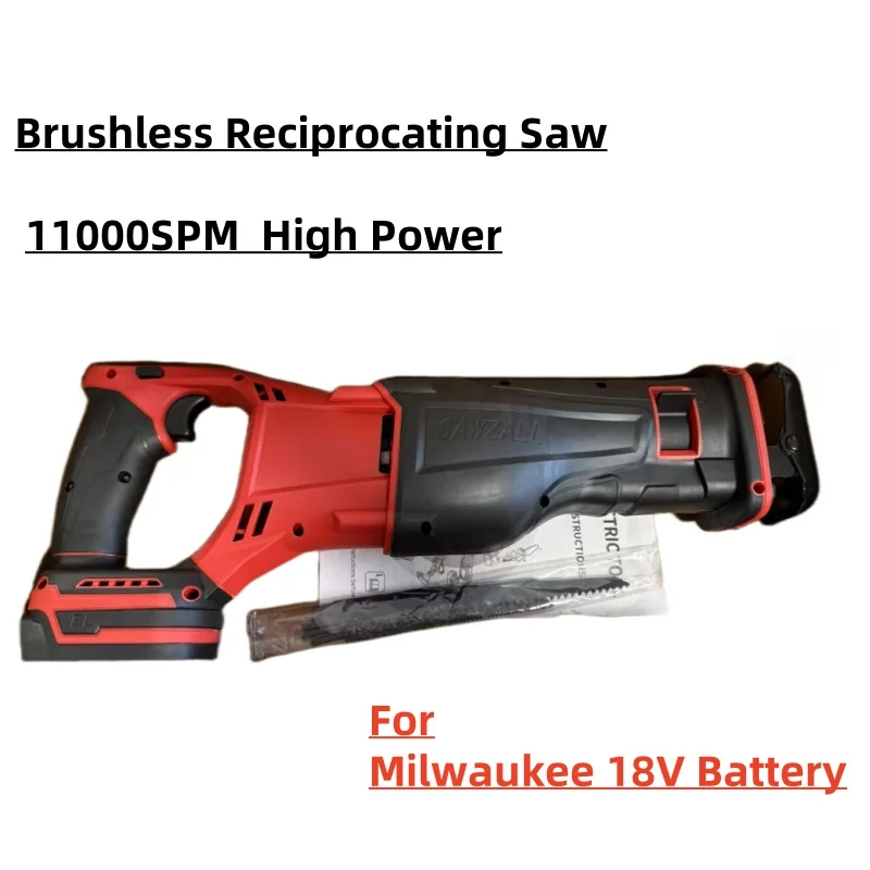 Cordless Brushless Saber Saw 11000spm - Reciprocating Saw, Metal/Wood Use, Compatible with Milwaukee 18V Battery, Power Tool