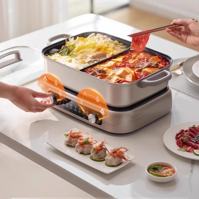 Electric Hot Pot with Split Control, Multi-Functional Large Capacity Frying