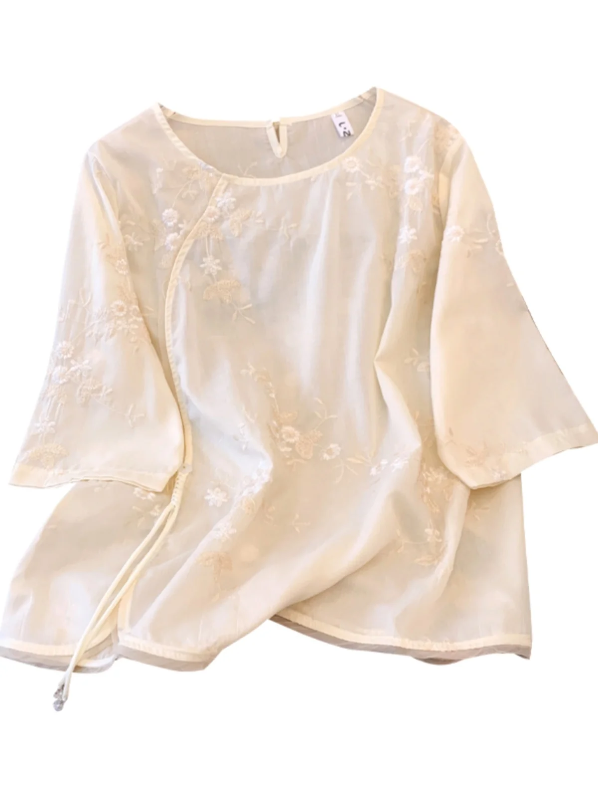 New Chinese Sle Women's Loose ort Sve Embroidered irt Summer Faionable Vintage Zen Heavy Embroidery T-irt Top