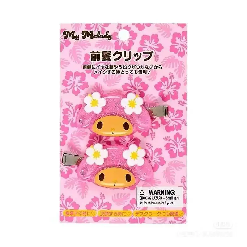 Fashion Sanrio Summer Hawaiian Black Leather Kitty Hair Clip Cute Girly Hello Kitty Side Hair Card Clip Jewelry view 4