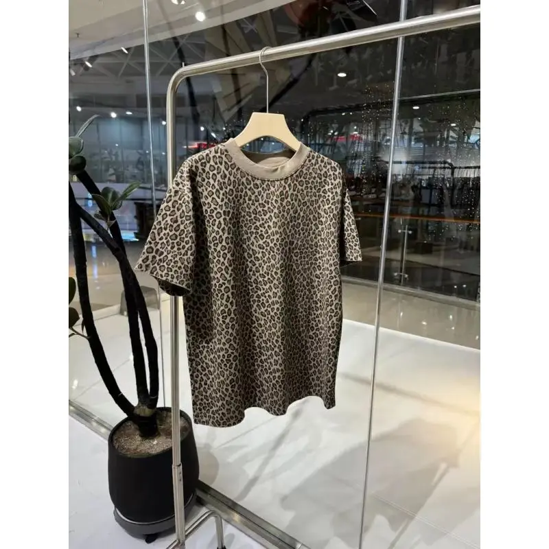 

Leopard Loose Vintage Short Sleeve T Shirts Summer New O-neck Youth Plus Size Printing Trend Tops Casual Fashion Women Clothing