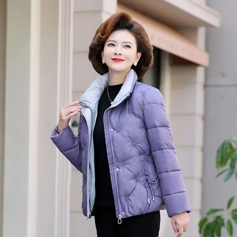 

2024 New Winter Coat Women Stand Collar Puffer Causal Thick Warm Parkas Zipper Cotton Padded Jacket Outerwear Female T230