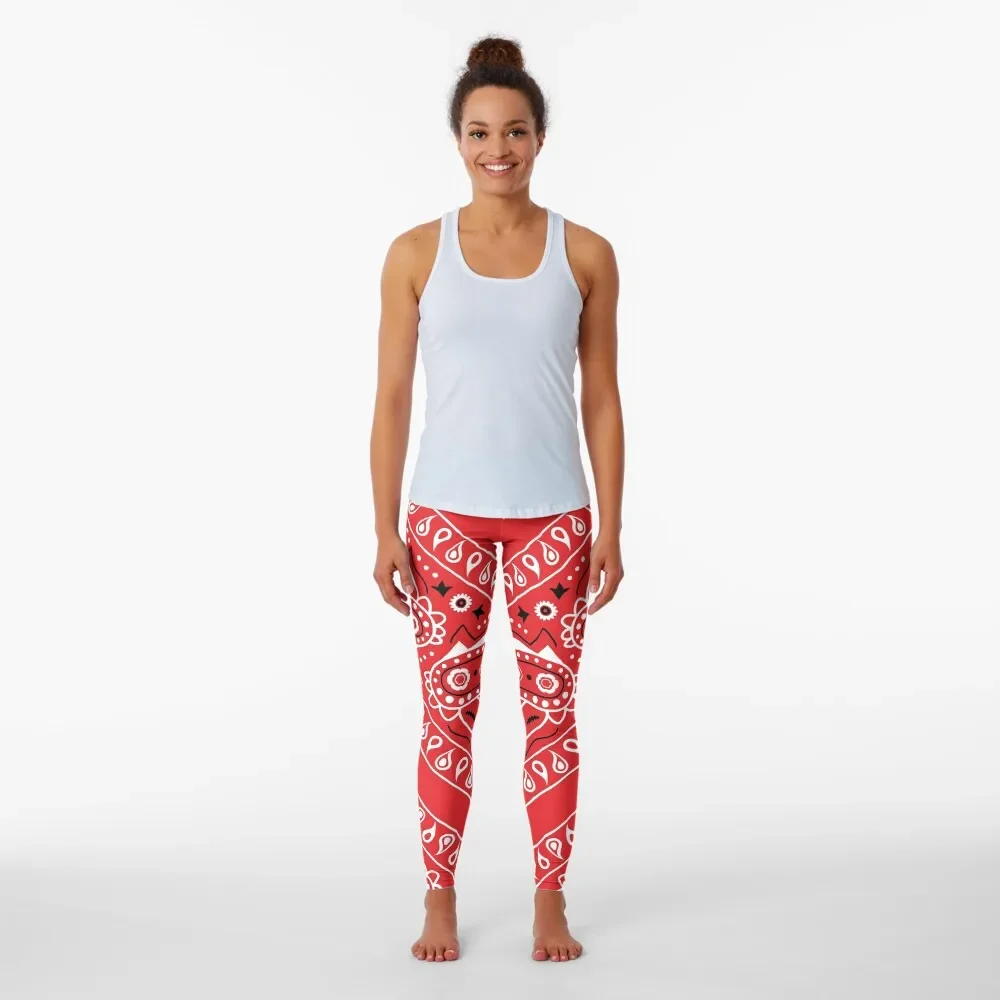 Red Bandana Pattern Leggings push up fitness Leginsy push up Womens Leggings