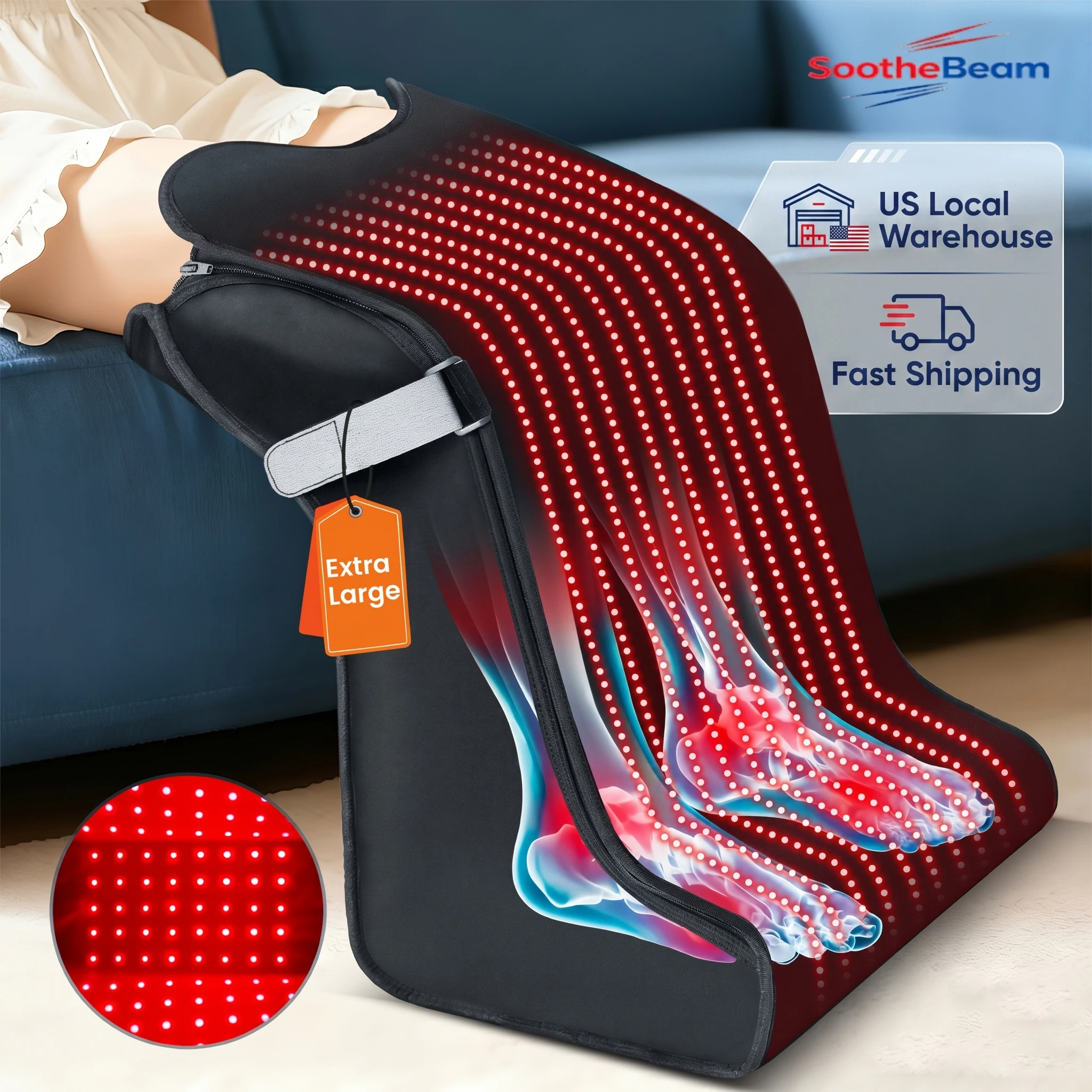 SootheBeam SootheBeam High Density Red light Device 480 LEDs  660nm 850nm Heating Timing Design Adjustable Wrap Foot Care Tool Relief pain - Aliexpress Deal
