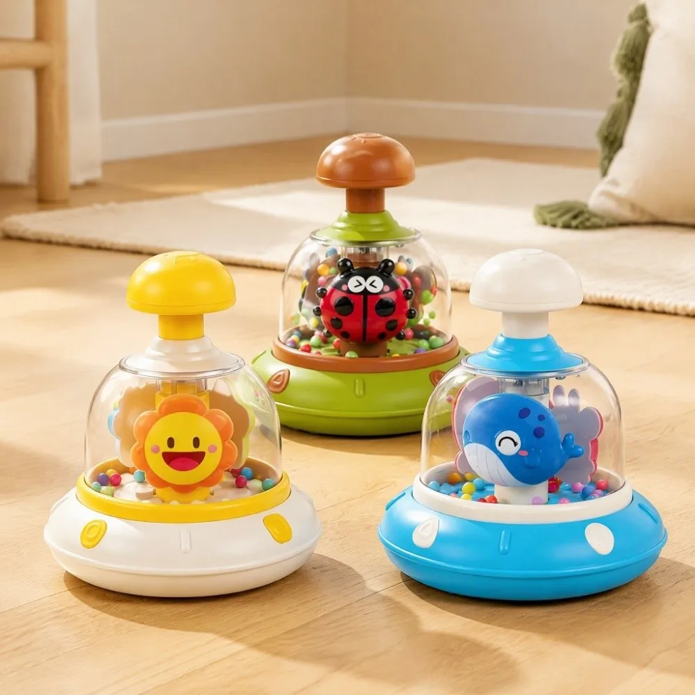 Rotating Design Rotating Press Carousel Press Mechanism Portable Size Sensory Carousel Spinning Feature Hand Eye Coordination