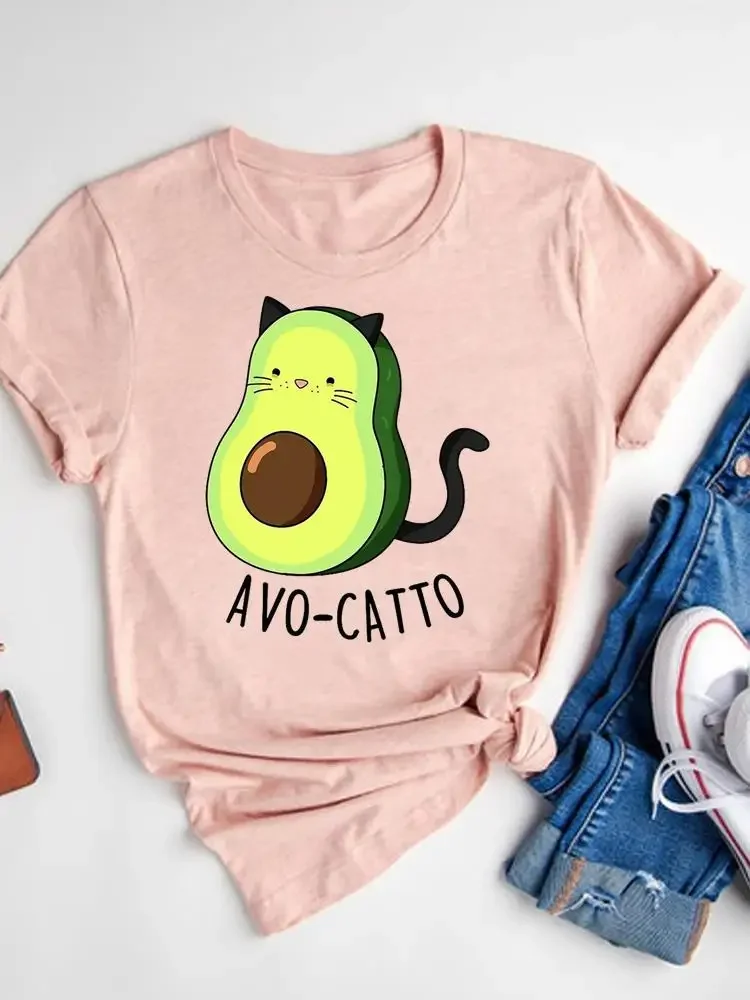 Avocado Face Trend Fashion Short Sleeve Print T Shirt Tee Basic Clothing Summer Top Graphic T-shirt Women Clothes