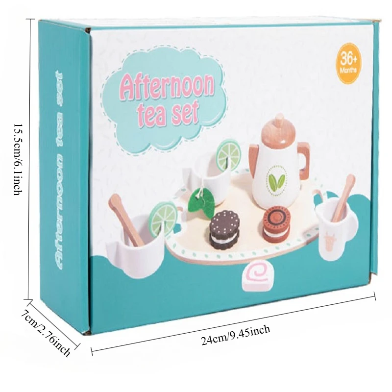 Kids Wooden Educational Toys Pretend Play Tea Dessert Set Role Play Game for Kindergarten Toddlers view 2