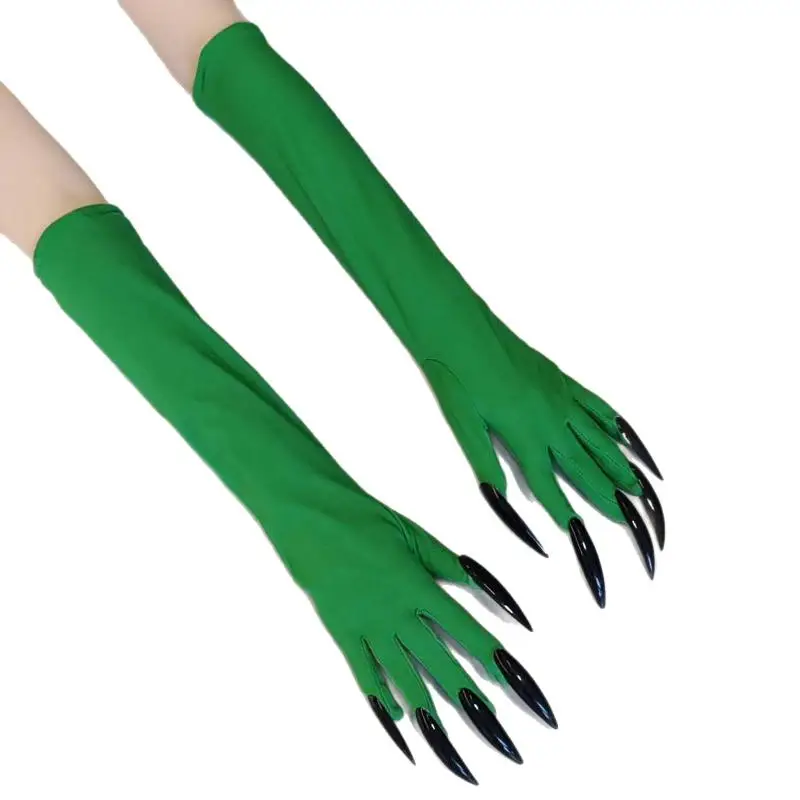 43CM Frauen Scary Claw Lange Nagel Elastische Fäustlinge Halloween Teufel Geister Krallen Handschuhe Party Cosplay Leistung Kostüm