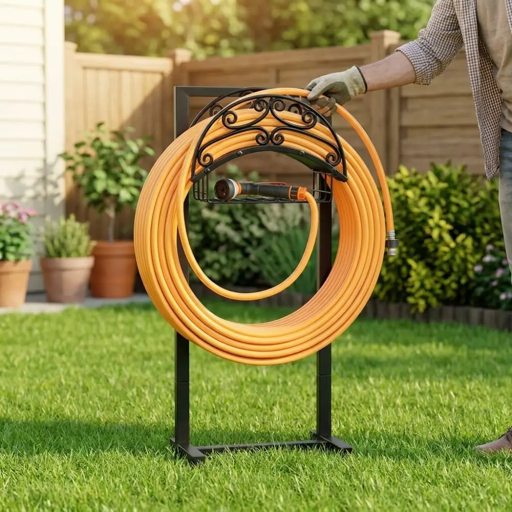 Vintage Garden Hose Rack Ground Insert Heavy Duty Water Hose Hanger Weather Resistant Vertical Pipe Storage Organizer