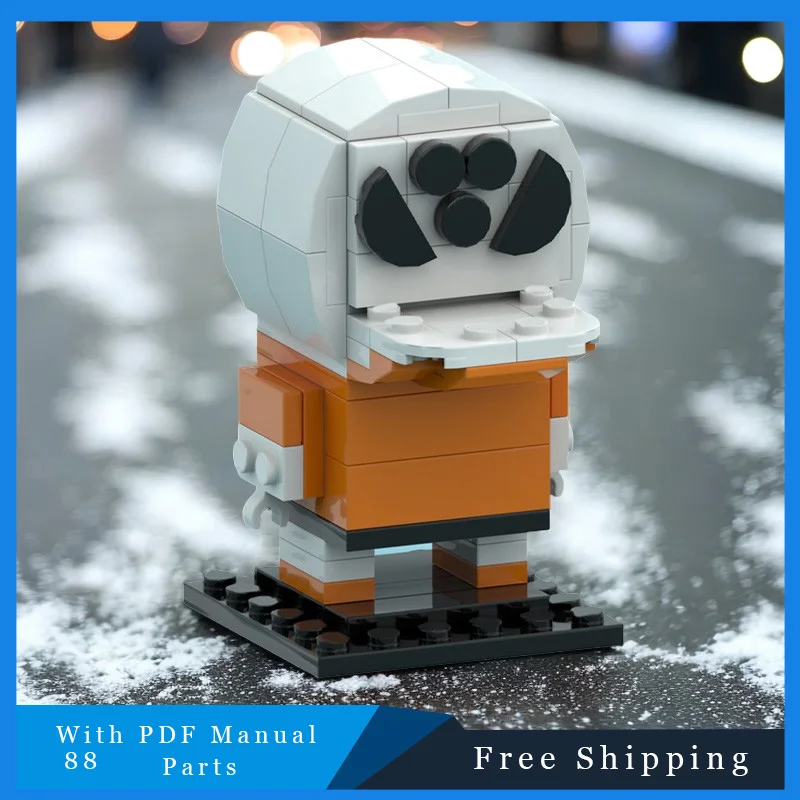 88개 부품 MOC 화이트 크리에이티브 마스코트 브릭헤드즈 블록 모델 어린이 DIY 조립 전시 장난감 축제 서프라이즈 선물