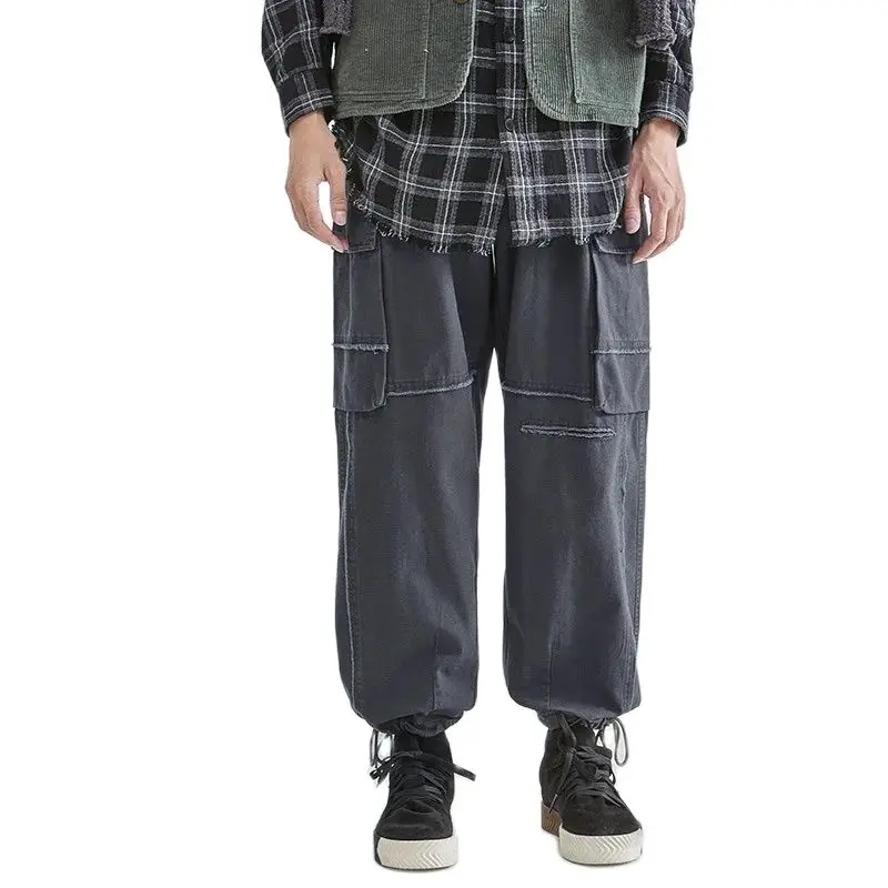 Fashion Men Cargo Pants Casual Loose Baggy Tide Trousers Autumn Multiple Pockets Straight Wear-resistant Bottoms Plus size XXL