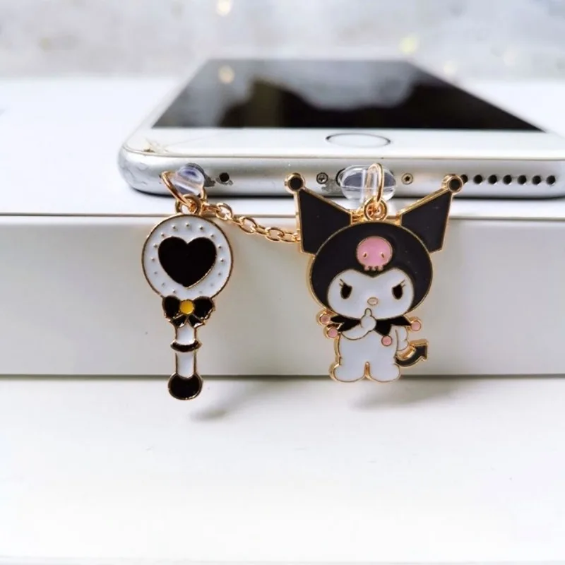 Sanrio Kuromi spina antipolvere per telefono in metallo per Iphone Android Type-c ciondolo antipolvere per porta di ricarica per telefono in