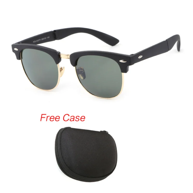 

Portable Folding Sunglasses with Box Retro Foldable UV400 Sunscreen Spectacles for Driving Women Men Upscale Brand Gafas De Sol