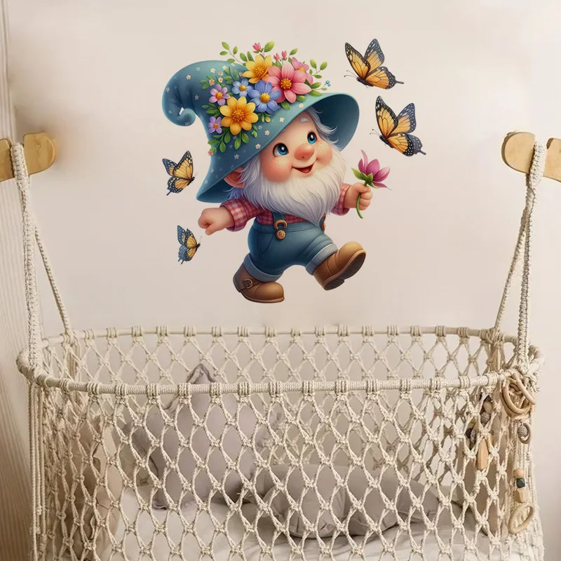 1pc Cute Garden Gnome Sticker, Water-proof Home Wall Decal, Used for Wall, Bathroom, Cabinet, Door,Toilet, Car, Laptop