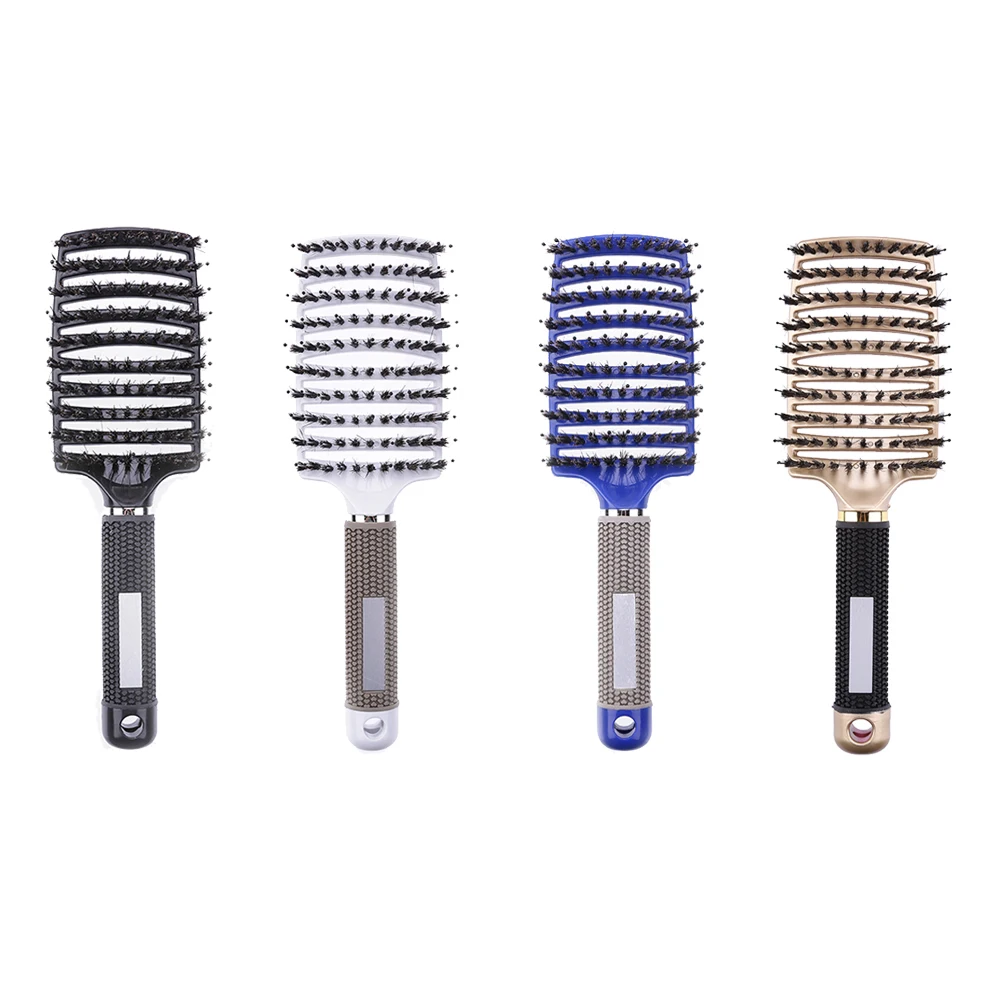 Straight Curly Hair Styling Brush Resin Bristle Portable Hair Brush Gentle Straighten Hairdressing Styling Tools for Hair Style - Image 3