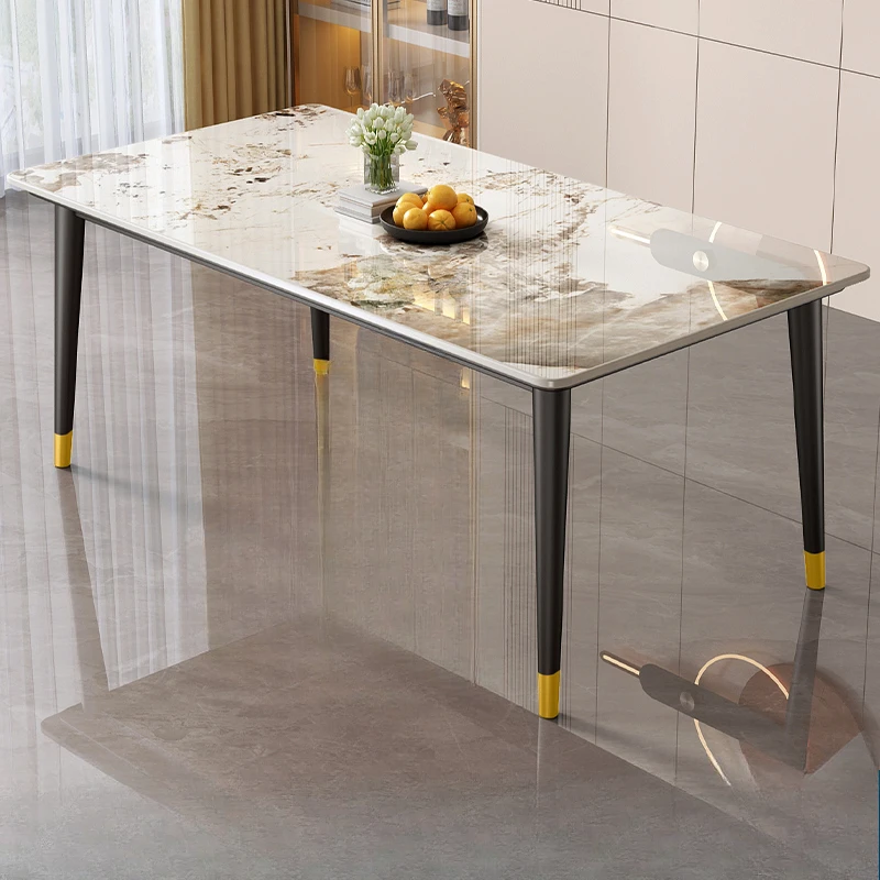 Dining Table Rock Slab Small-sized Household Modern Simple Light Luxury Living Room Rectangular Dining Table Dining Table Chairs