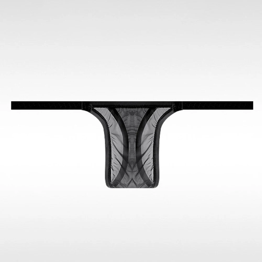 Ultra-thin Lingerie Men G-string See-through Fabric Solid Pattern Design High Elasticity Material See-through Erotic Thongs
