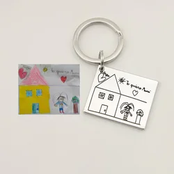 Actual Handwriting, Children's Drawing, Customized Signature, Personalized Handwriting Keychain, Memory Gift for Mothers