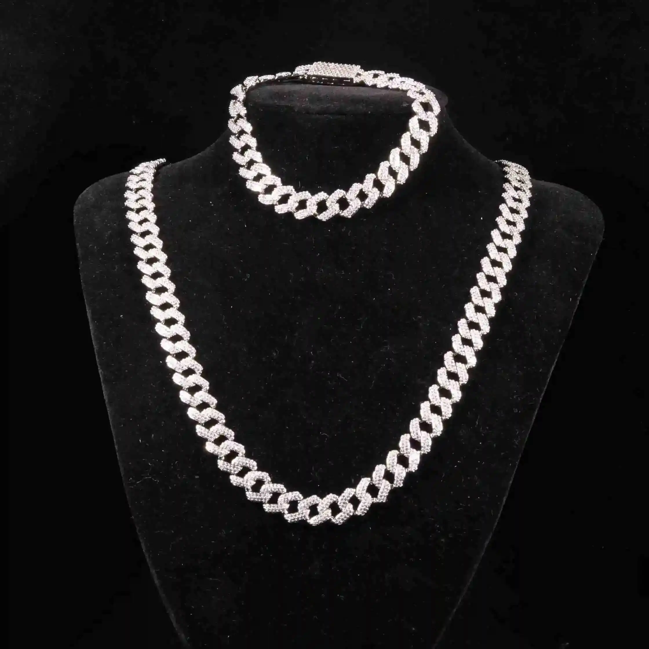 

Moissanite Zircon 14k 18k Unisex Gold Plated Silver Brass 6/8/10mm Cuban Link Chain VVS Men Iced Hiphop Bracelet Necklace