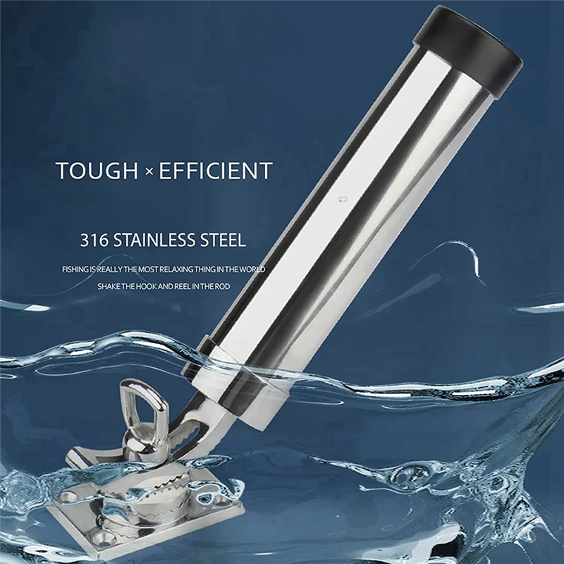 

YHOLI-Adjustable Fishing Rod Holder For Boat,Stainless Steel Fishing Rod Holder Deck Mount For Marine Boat Yacht