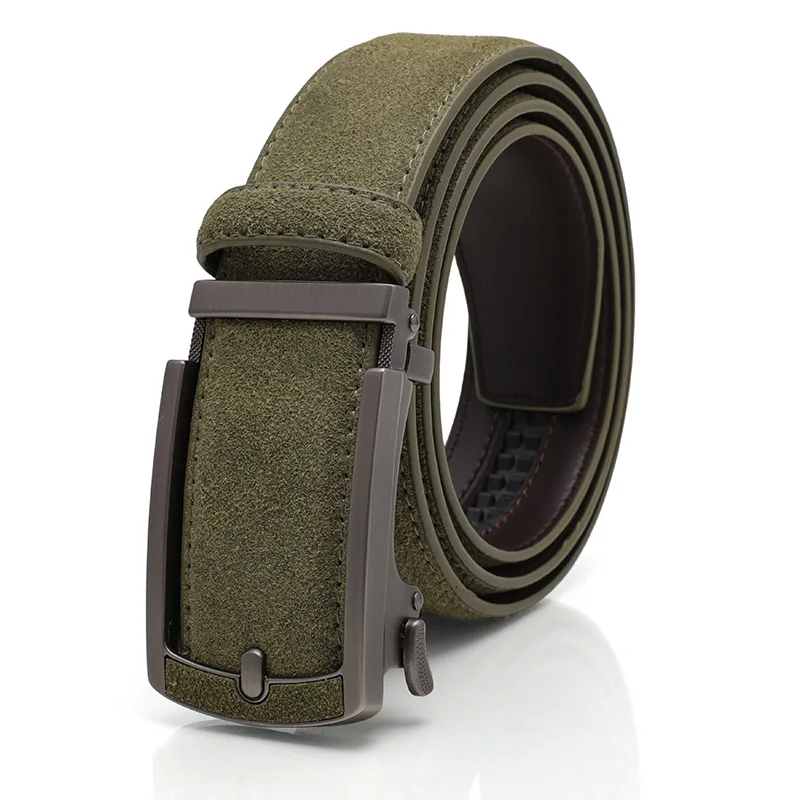 Men's alloy automatic buckle belt, two-layer cowhide commuting belt, high-end leather men's tactical outer belt