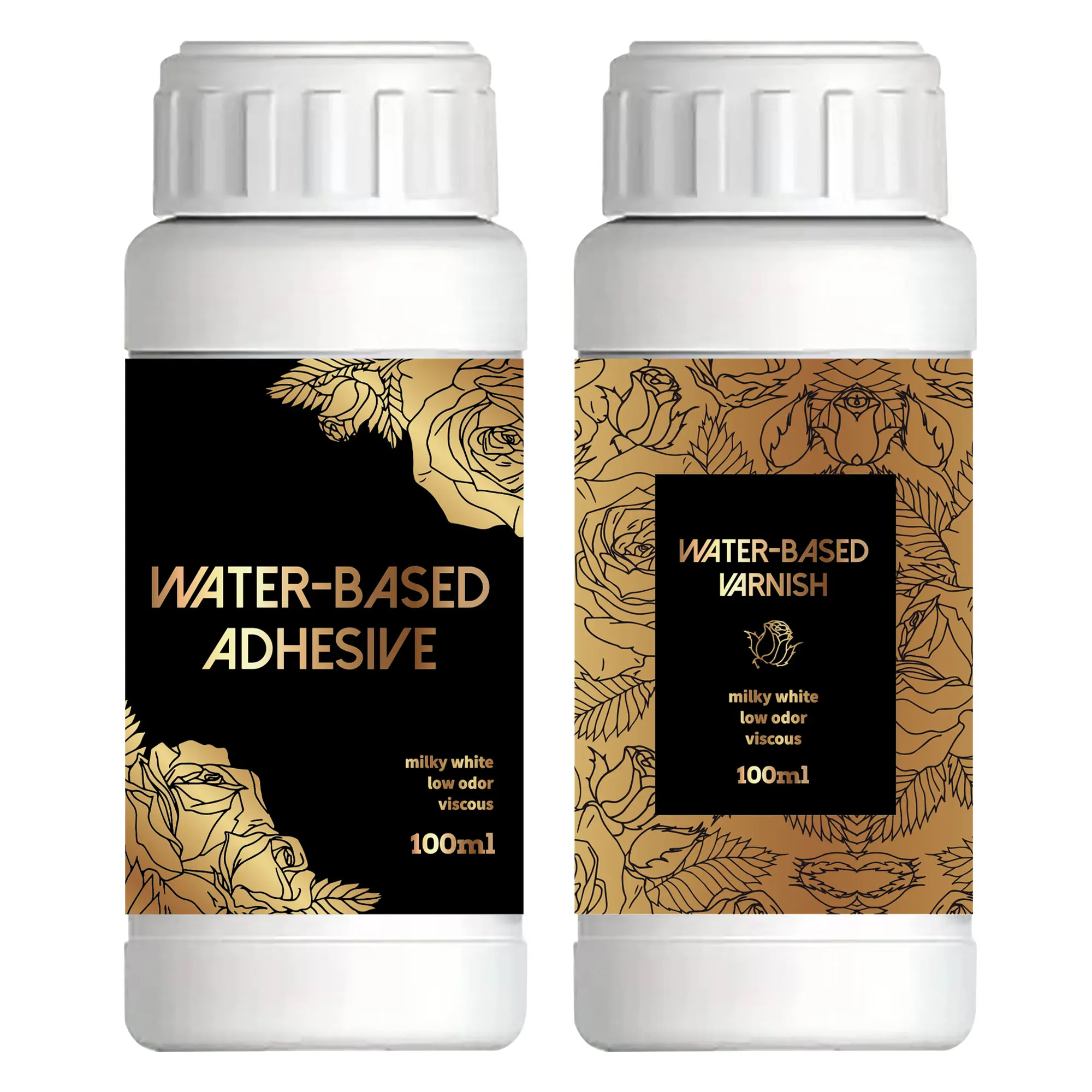 مجموعة لاصقة من الرقائق الذهبية 100 مل/200 مل - غراء معدني قائم على الماء مع فرشاة للحرف اليدوية والرسم والمشروعات الفنية