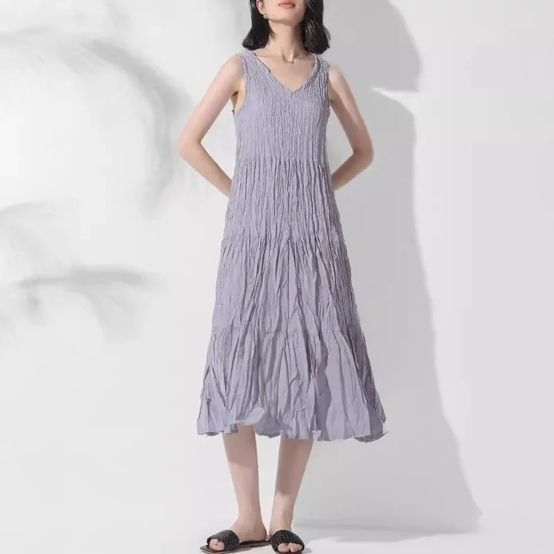 

Женский жилет без рукавов, однотонная плиссированная мягкая и удобная однотонная Повседневная простая юбка в Корейском стиле, лето