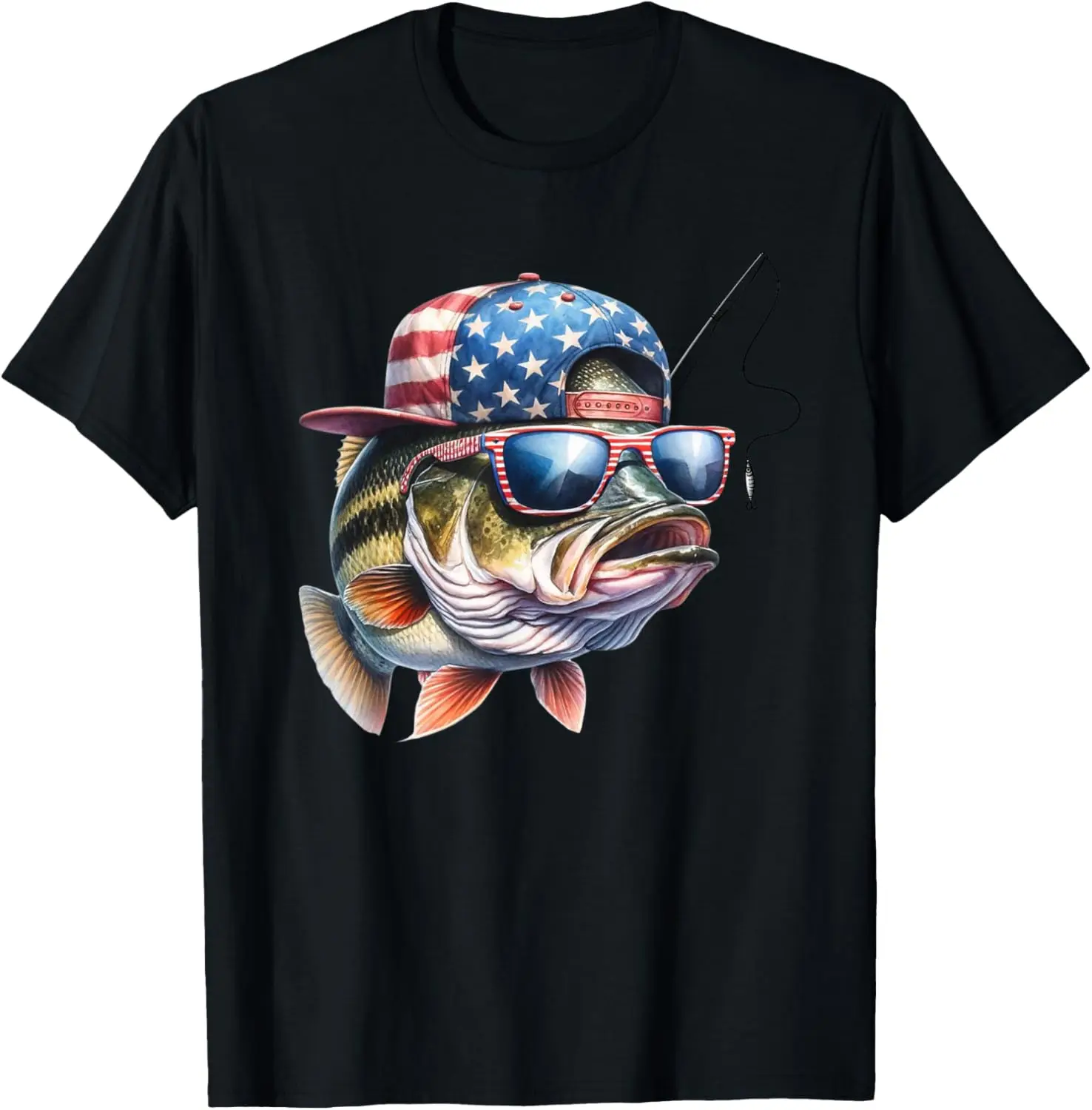 

Funny Fishing & Fisherman Gift American Flag T-Shirt Print Original Design Gifts Print on Demand Custom T-Shirt Camisas