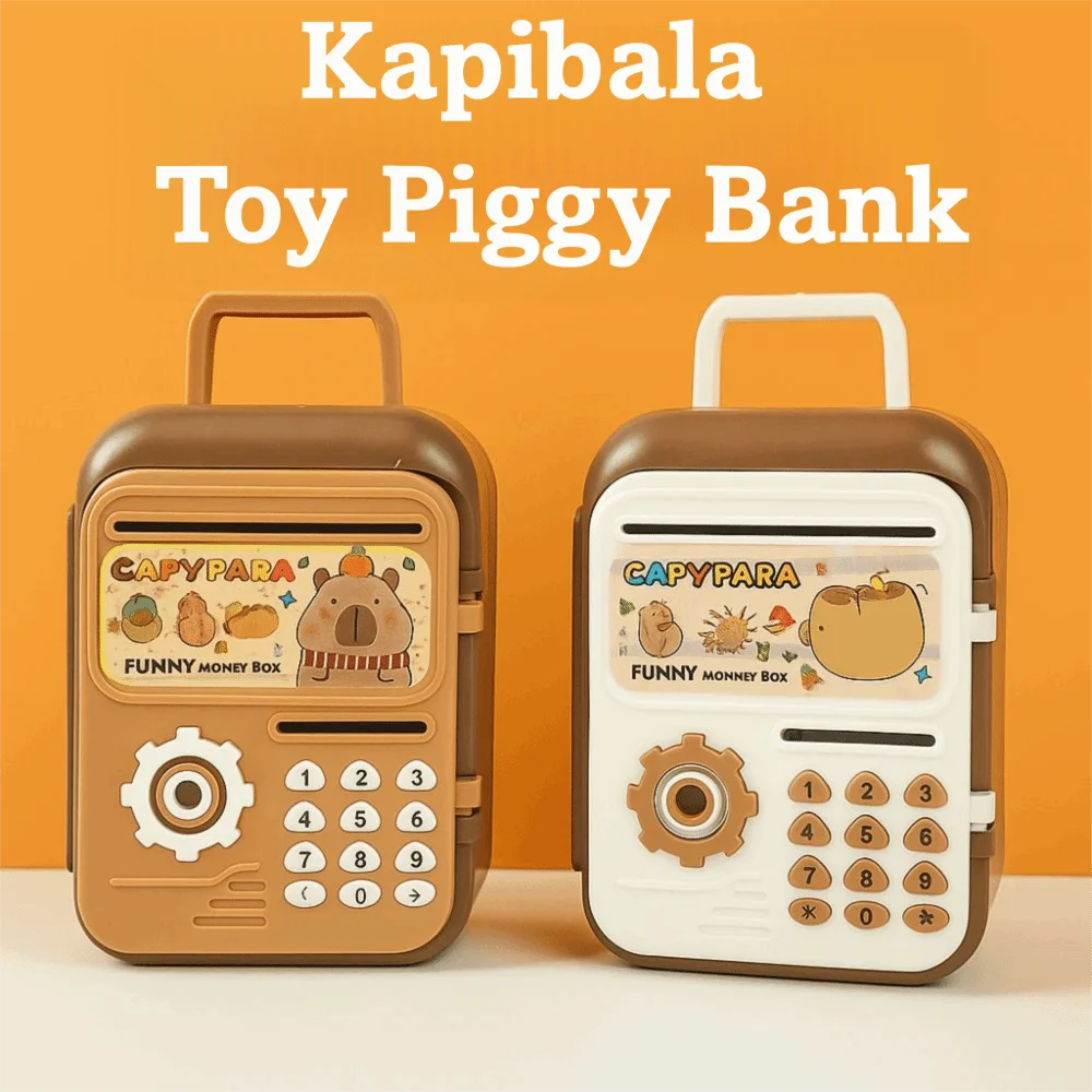 ミニ子供用貯金箱漫画カピバラ貯金箱ATMキュートなデザインハンドル付きコイン収納ボックス貯金練習