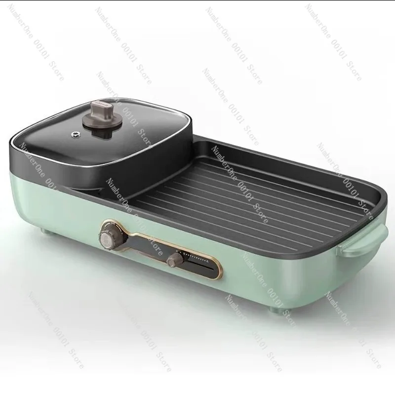 Multi-Functional Electric Hot Pot and Griddle,Household Grilling and Roasting Set,Integrated Indoor Cooking Appliance,Non-Smoke