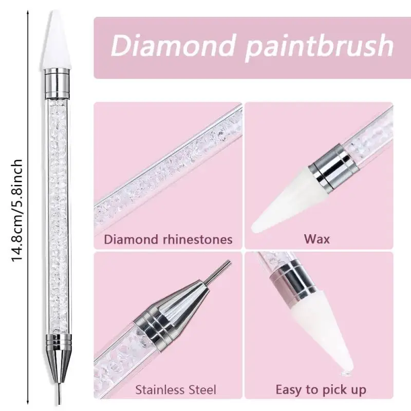1PC Nail Art Double Headed Diamond Crayon Set Detachable Replaceable Dual Head Point Drill Pen Sticky drill Nail Art Tool
